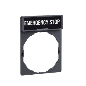 Schneider Electric Legend holder; 30x40mm w/ red legend; "EMERGENCY STOP"